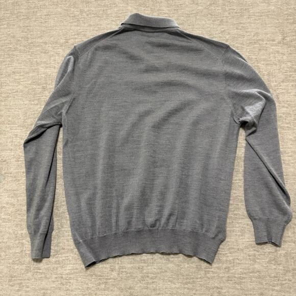 Tom James Gray 100% Extra Fine Merino Wool Collared Sweater Mens XL From Italy - Picture 4 of 7